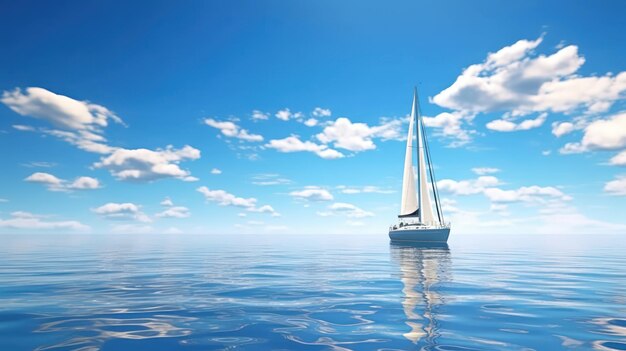 Beautiful yacht sailing boat on the sea with blue sky