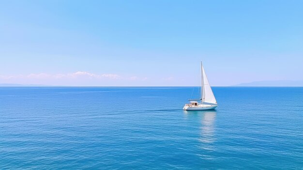 Beautiful yacht sailing boat on the sea with blue sky