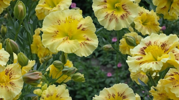 Beautiful yellow flowers in the garden Closeup view