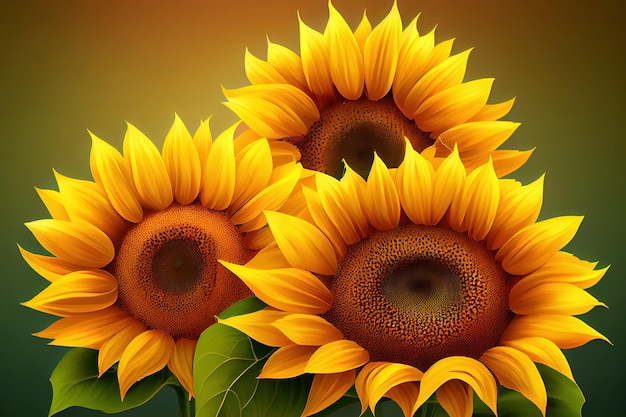 Beautiful yellow sunflowers on blurred background Generative Ai