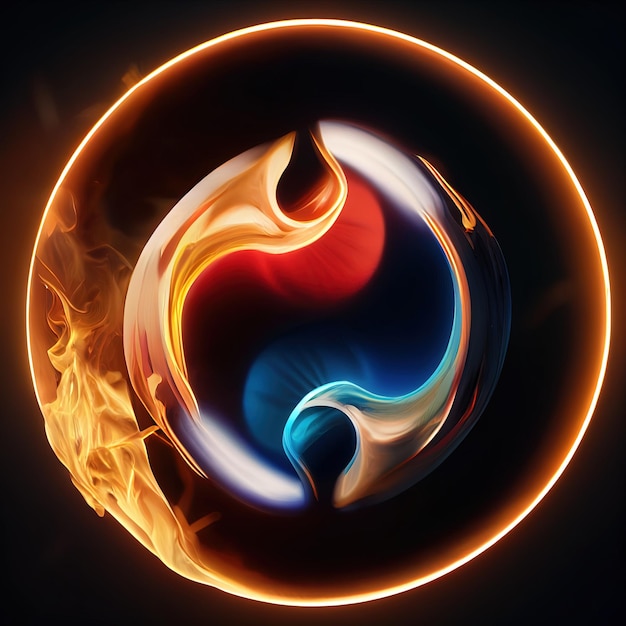 Beautiful yin and yang symbol in fire and ice