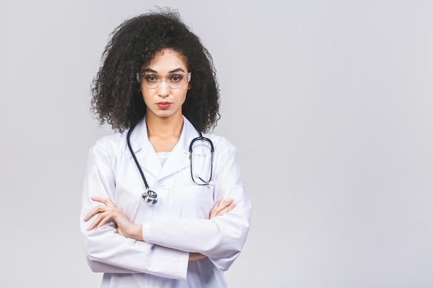 Beautiful young African American doctor in uniform