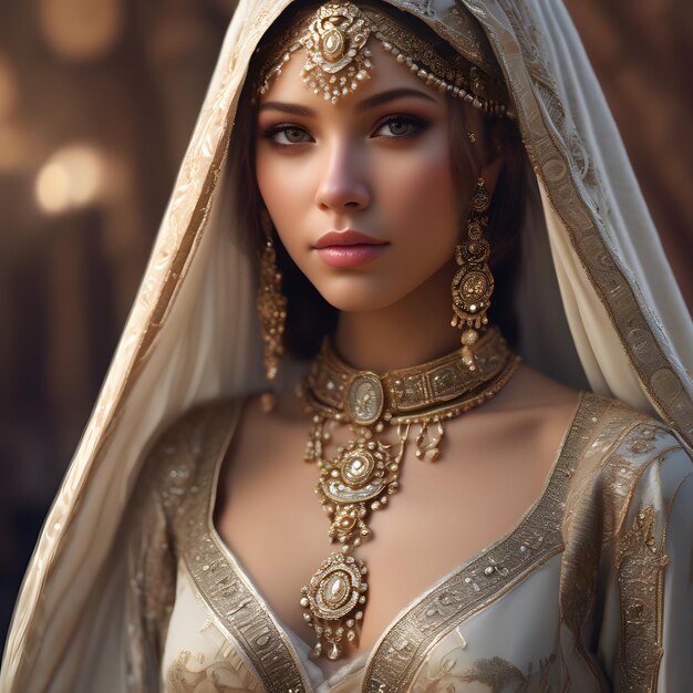 Beautiful young Arabian woman in a traditional dress