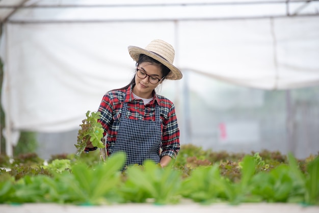 Beautiful young asian women agriculture concept