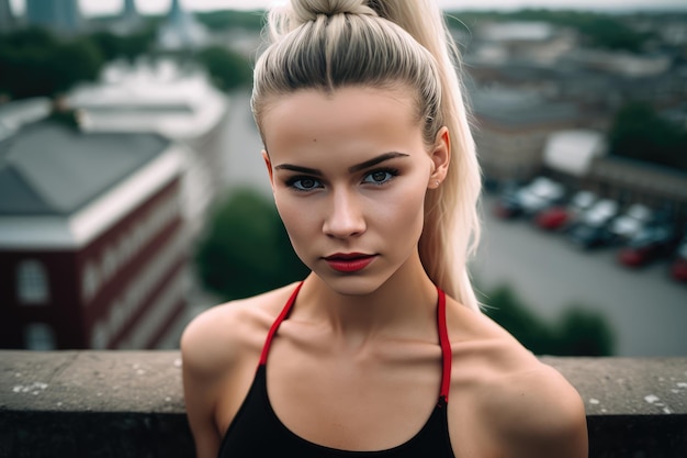 A beautiful young businesswoman portrait outdoor and woman looking at camera