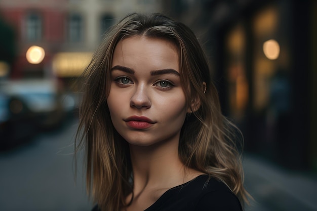 A beautiful young businesswoman portrait outdoor and woman looking at camera