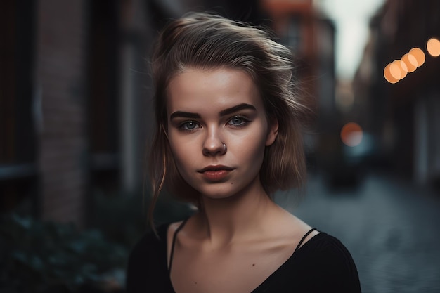 A beautiful young businesswoman portrait outdoor and woman looking at camera