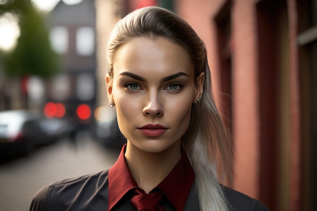 A beautiful young businesswoman portrait outdoor and woman looking at camera