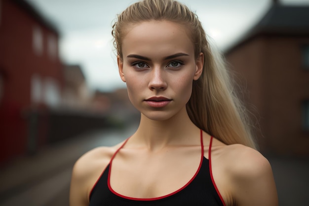 A beautiful young businesswoman portrait outdoor and woman looking at camera