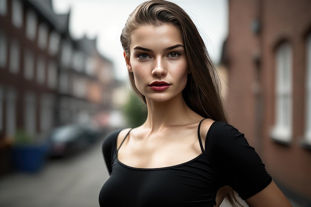 A beautiful young businesswoman portrait outdoor and woman looking at camera