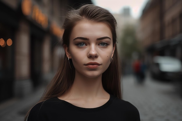 A beautiful young businesswoman portrait outdoor and woman looking at camera