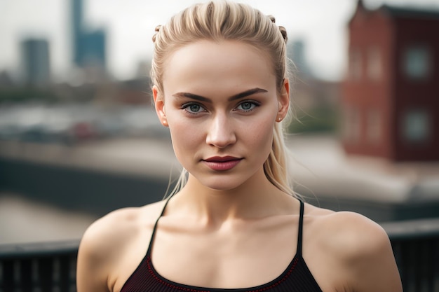 A beautiful young businesswoman portrait outdoor and woman looking at camera