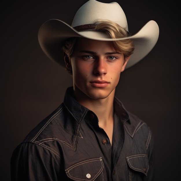 A beautiful Young Cute and Handsome Cowboy posing with hot Sixpack 4K hyperrealistic cinematic