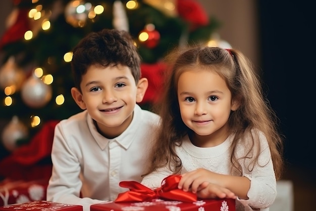 Beautiful young family enjoying their holiday time together cute happy children sitting