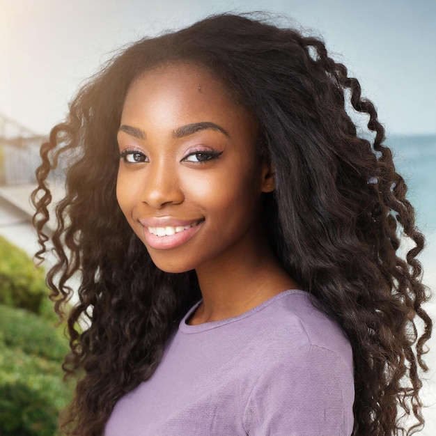 beautiful young female model with long hair