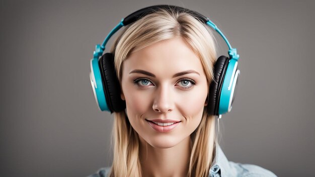 Photo beautiful young female woman wearing headphones