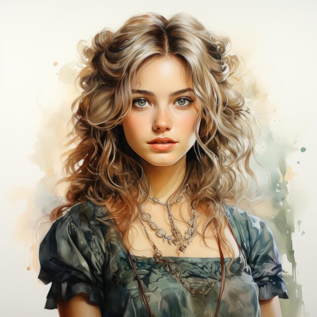 Beautiful young girl with curly hair