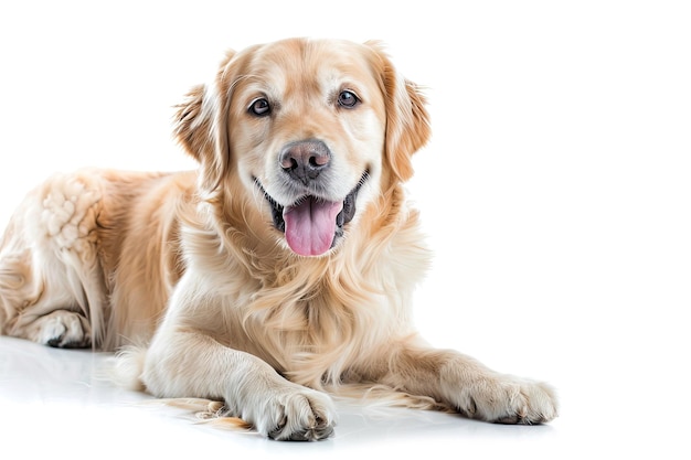 beautiful young Golden Retriever Portrait isolated on white