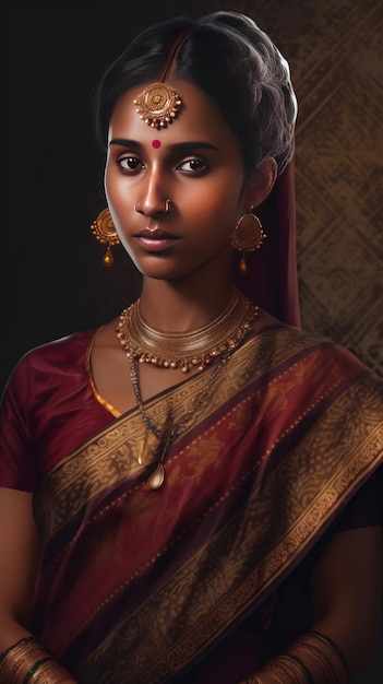 Beautiful young Indian woman in traditional dress generative AI