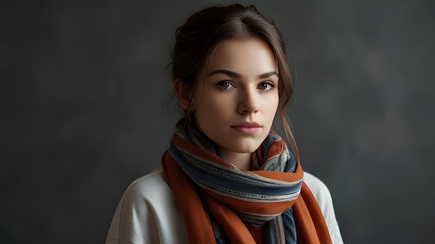 Photo a beautiful young latina woman standing with scarf wrapped