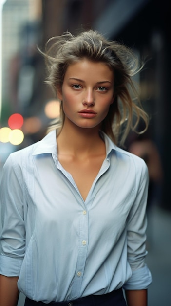 beautiful young model in the streets of New York