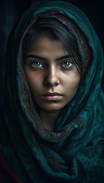 Beautiful young Pakistani woman looking at camera closeup DOF Image generated by Ai