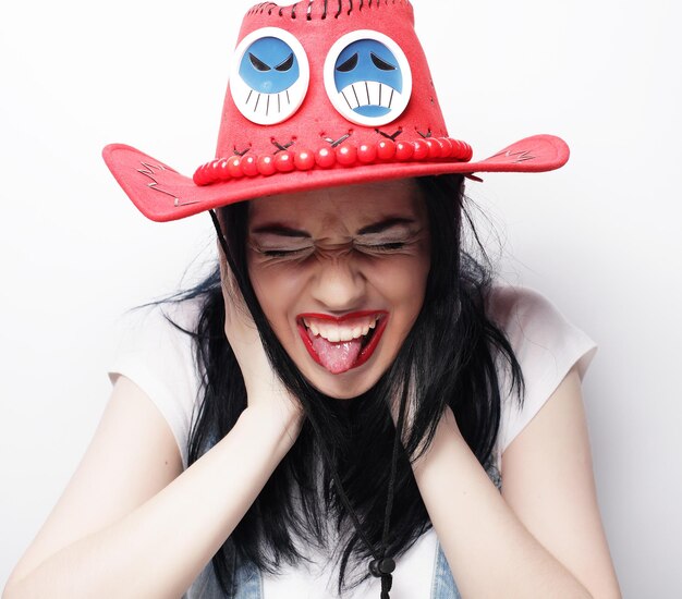 Beautiful young surprised woman Studio shot