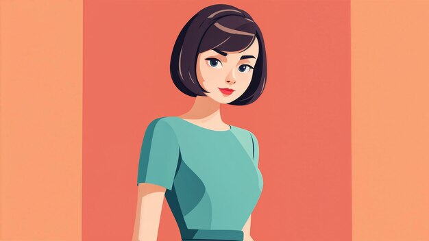 Photo beautiful young woman in casual clothes vector illustration in cartoon style