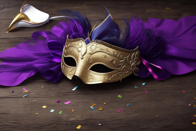 Beautiful young woman celebrating carnival with masquerade costume