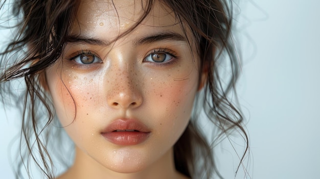 Beautiful Young Woman Embraces Skincare Ritual with Grace