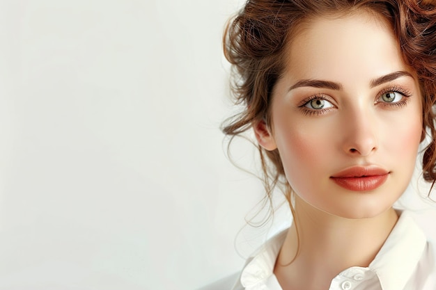 Beautiful young woman face close up portrait Perfect skin Ai Generated