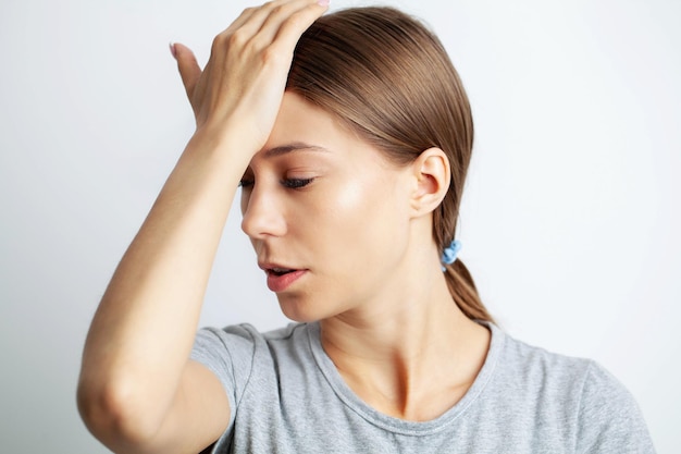 Beautiful Young Woman Feeling Strong Head Pain