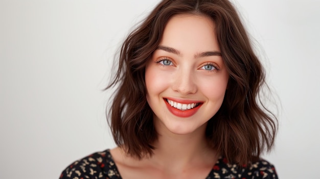 Beautiful young woman portrait on white background