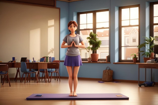 Beautiful young woman practicing yoga in the room Yoga concept