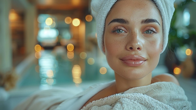 Beautiful young woman receiving massage in spa salon