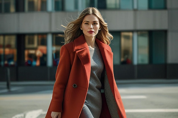 Beautiful young woman in retro coat