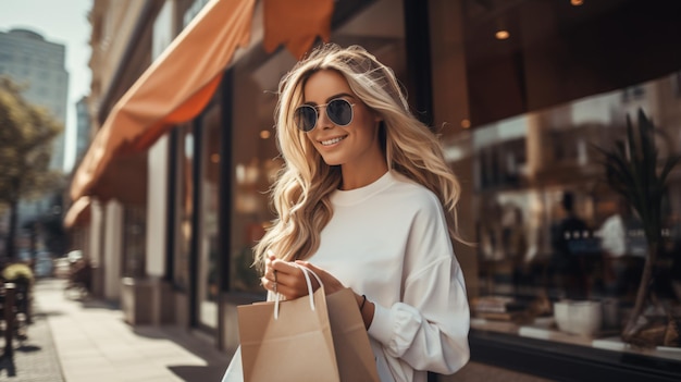 Beautiful young woman and shopping bags