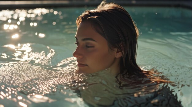 beautiful young woman in the swimming pool beautiful young woman in the swimming pool