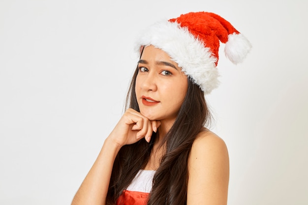 Beautiful young woman wearing a Christmas costume