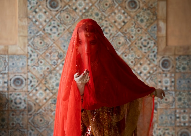 Beautiful young woman wearing sari