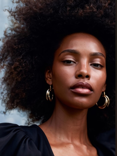 beautiful young woman with afro hair posing in studio beautiful young woman with afro hair pos