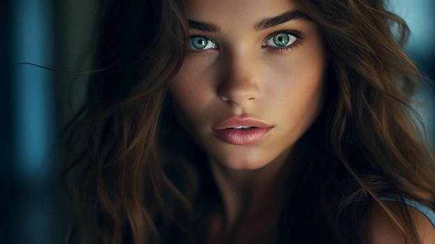 beautiful young woman with brown hair and blue eyes star