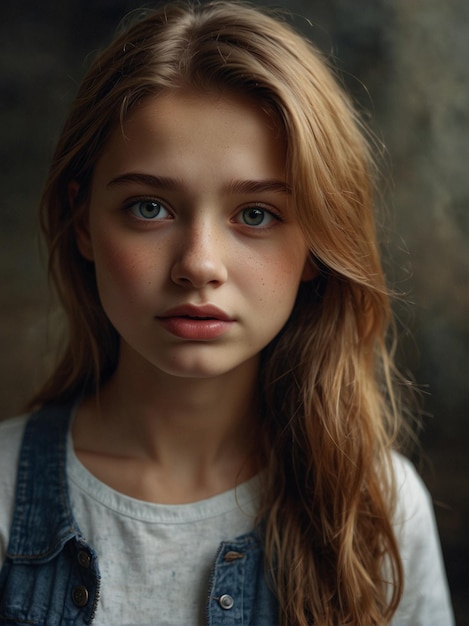 Beautiful Young Woman with Brown Hair in Portrait Photography