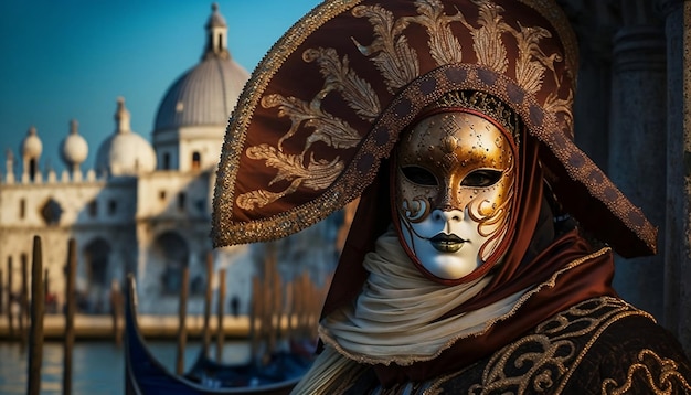 beautiful young women in carnival, stylish masquerade costume with feathers