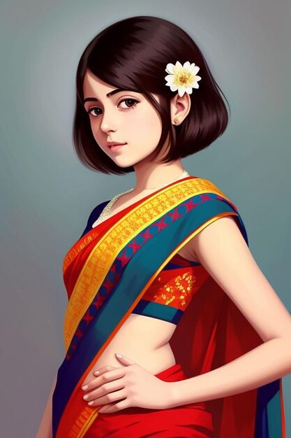 Beautifull Girl wearing Indian Traditional Cloth saree