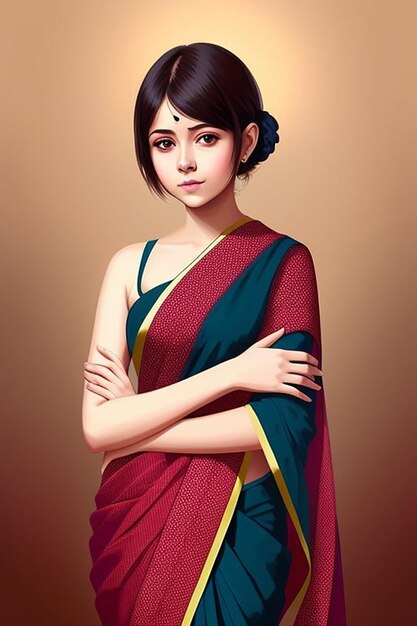 Beautifull Girl wearing Indian Traditional Cloth saree