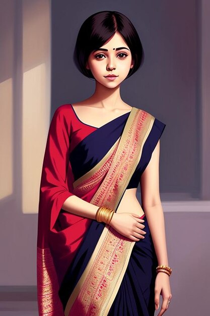 Beautifull Girl wearing Indian Traditional Cloth saree