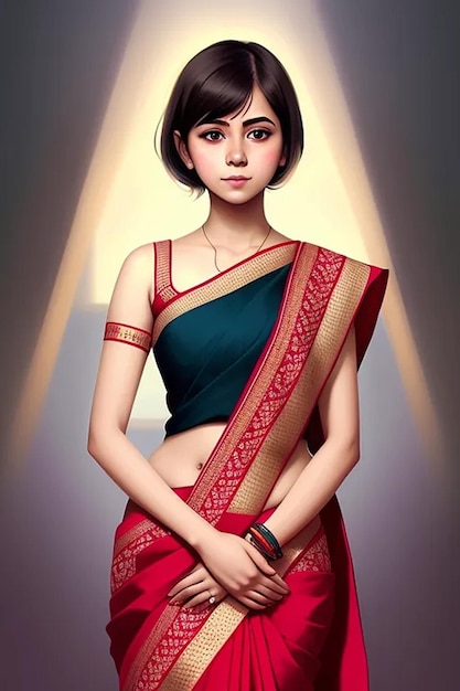 Beautifull Girl wearing Indian Traditional Cloth saree