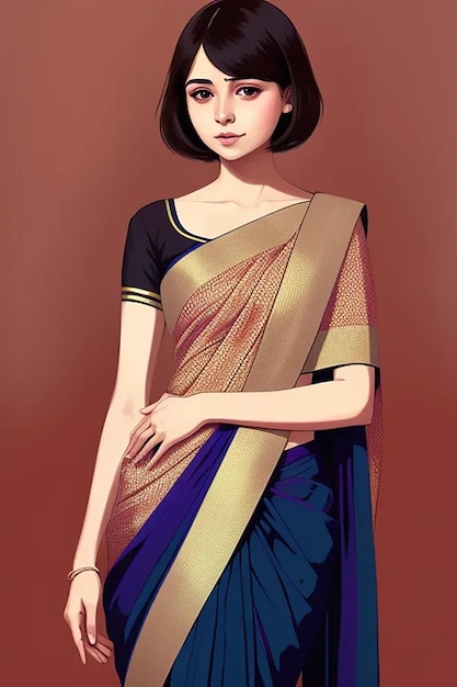 Beautifull Girl wearing Indian Traditional Cloth saree