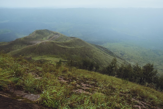 Beautifull mountain in the morning mist Batur Bali Indonesia